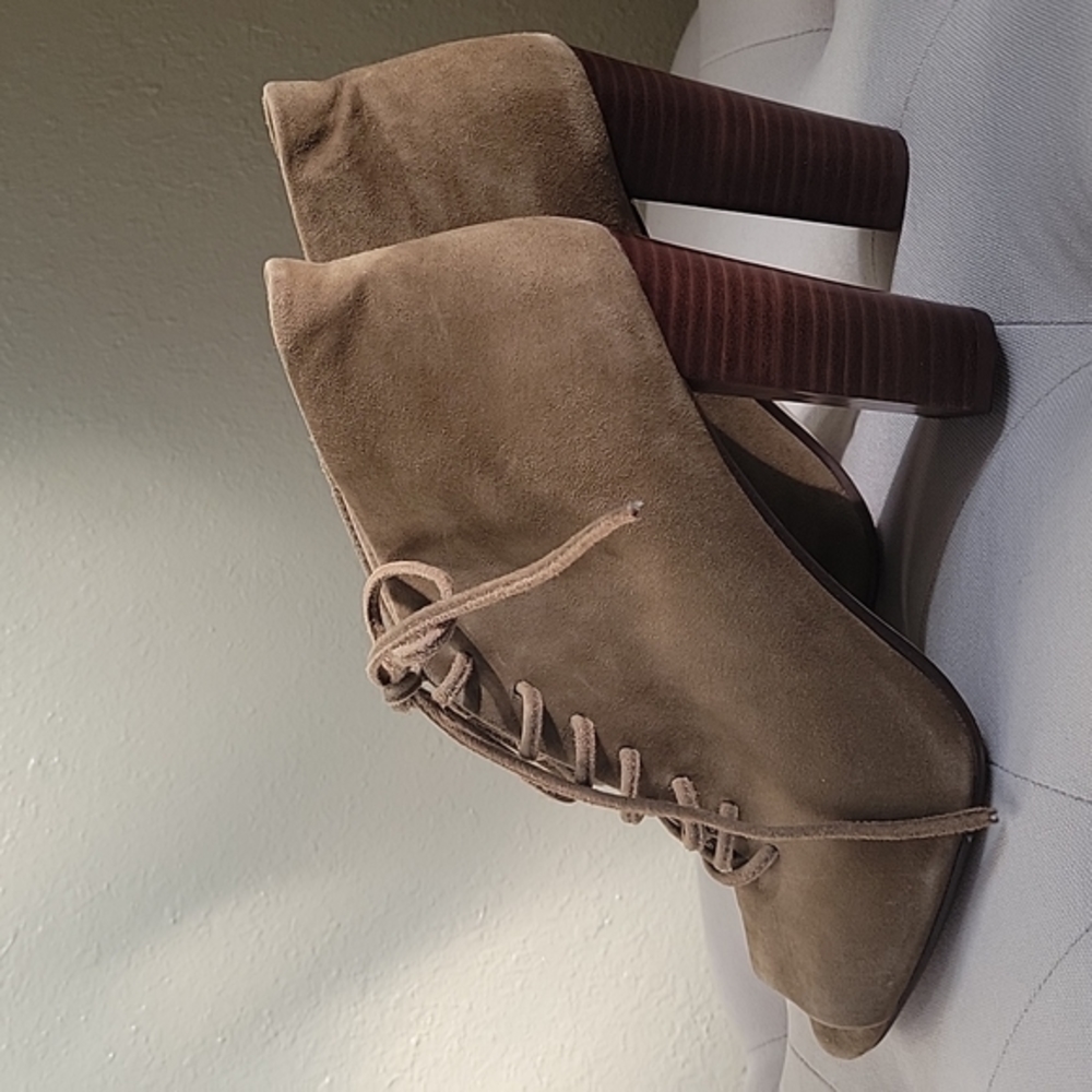 Suede lace-up booties